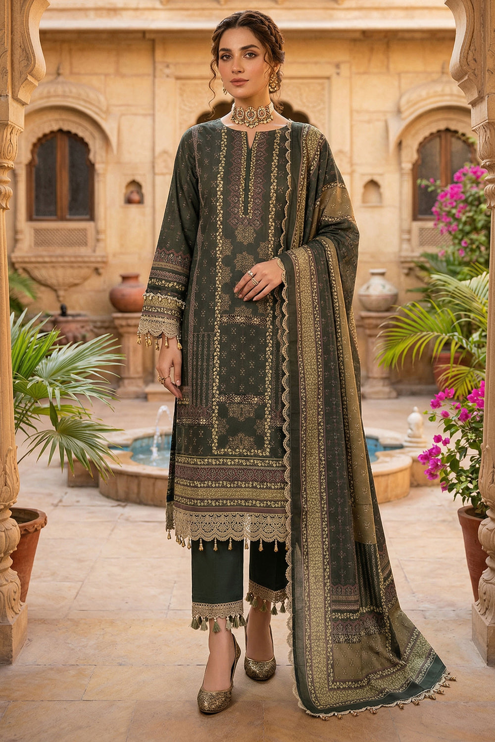 Rifle 3 Piece Unstitched Premium Printed Lawn Suit By Jacquard Clothing Safa Iman Summer Collection