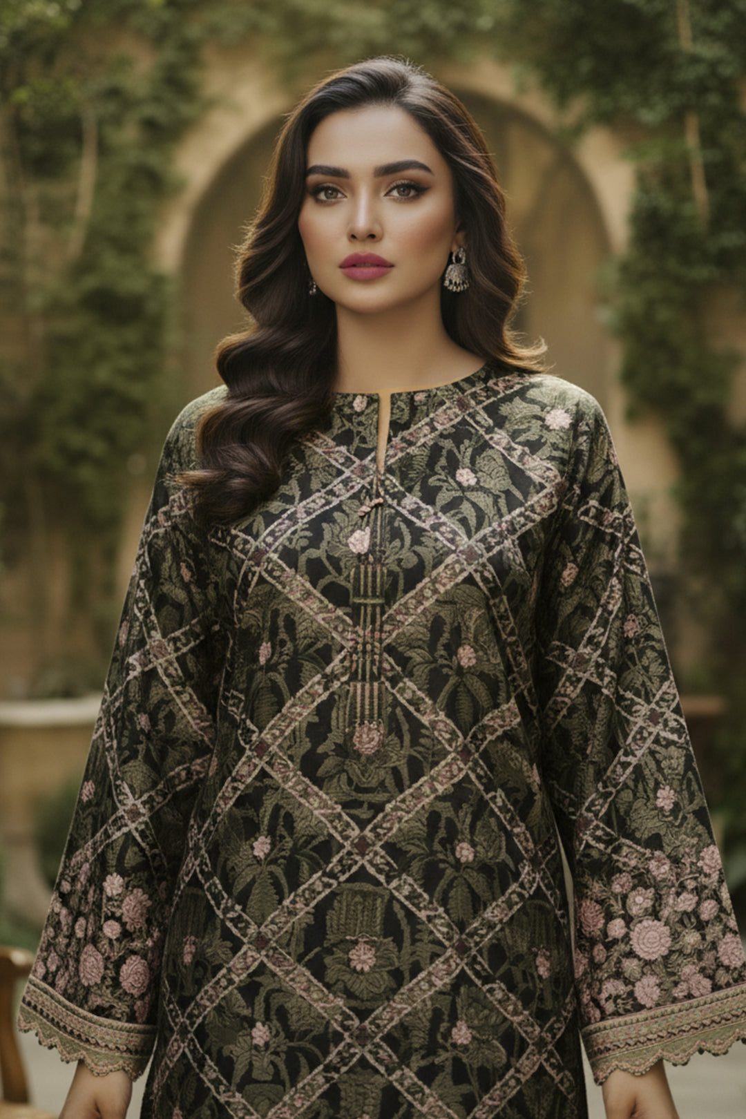 Rifle Green 2 Pc Unstitched Printed Cambric Co-Ord Set