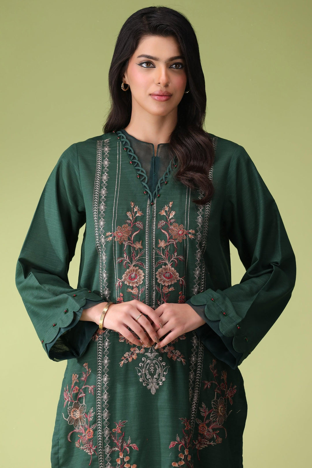 Royal Green 3 Piece Unstitched Khaddar - Jacquard Clothing