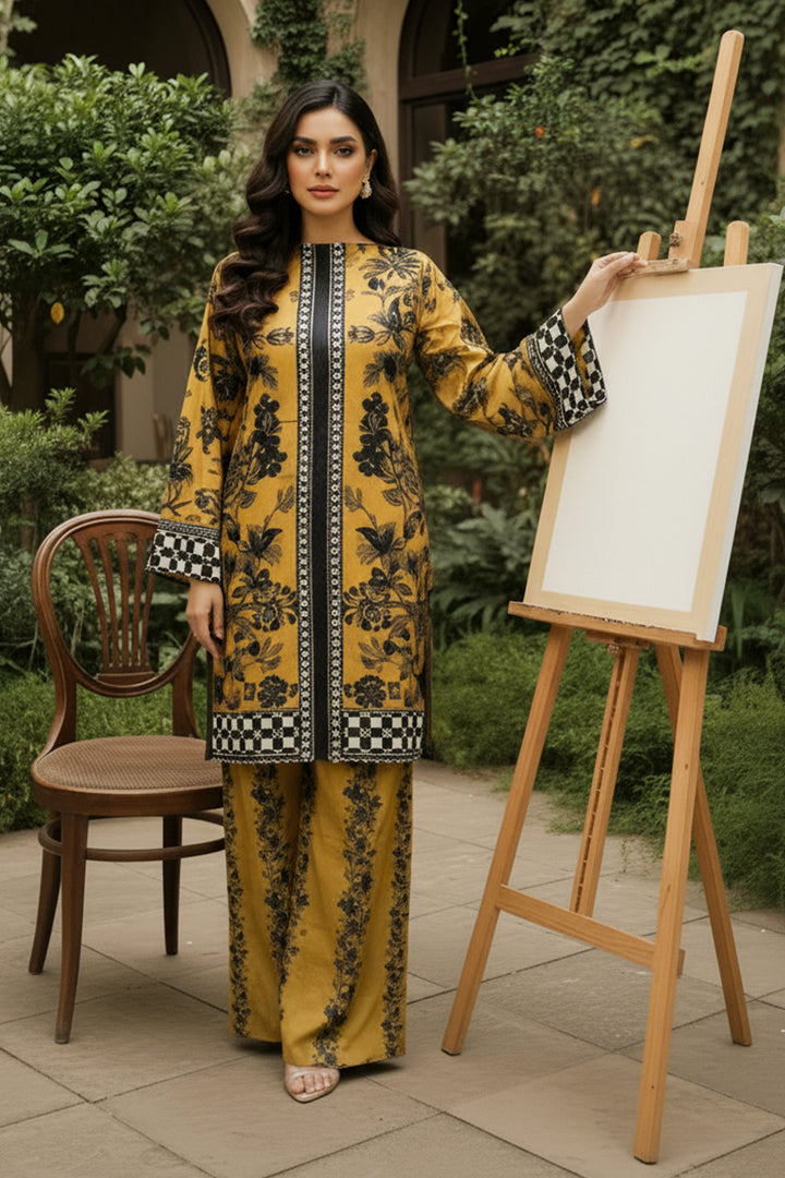 Satin Sheen 2 Pc Unstitched Printed Cambric Co-Ord Set