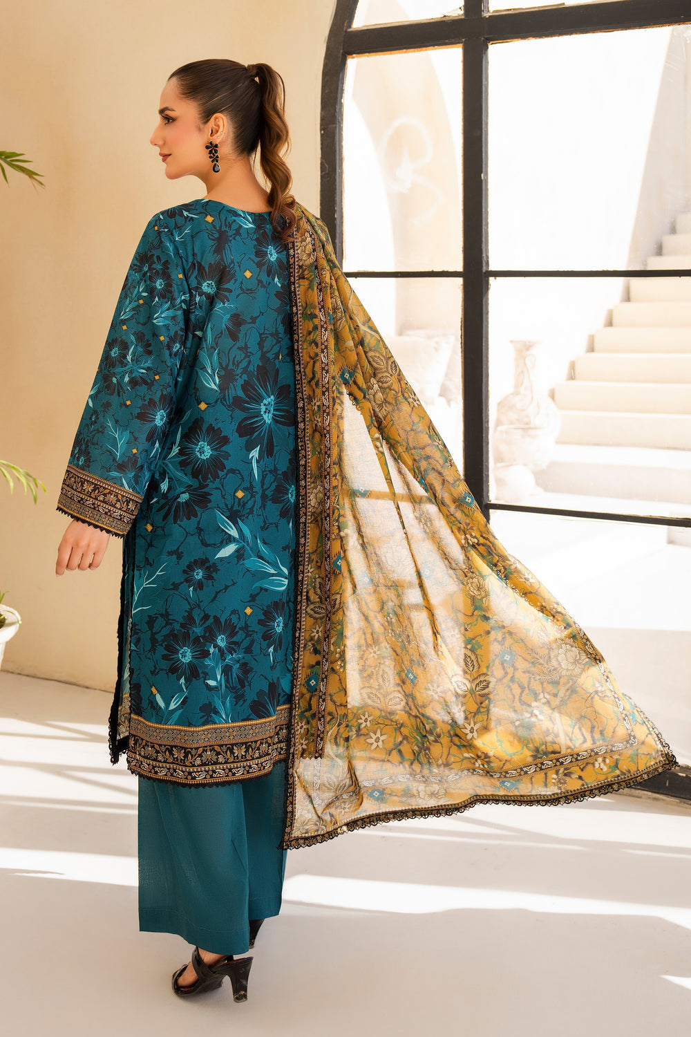 Sea Green 3 Piece Unstitched Premium Lawn - SU25V1-S7 - JACQUARD CLOTHING