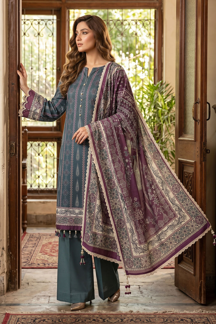 Shuttle Gray 3 Piece Unstitched Premium Printed Lawn Suit By Jacquard Clothing Summer Collection 2026