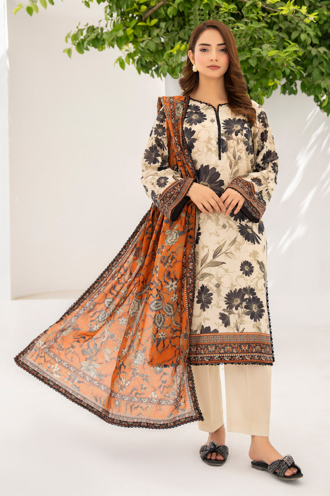 Skin 3 Piece Unstitched Premium Lawn - SU25V3-S9 - JACQUARD CLOTHING