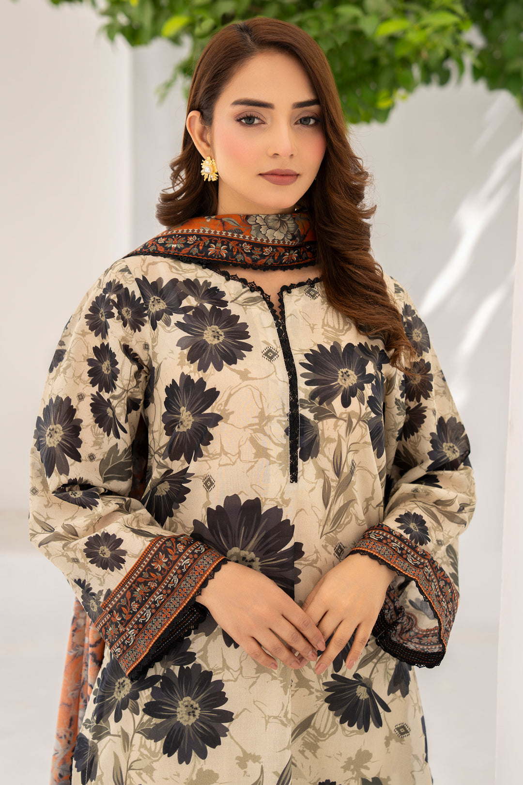Skin 3 Piece Unstitched Premium Lawn - SU25V3-S9 - JACQUARD CLOTHING