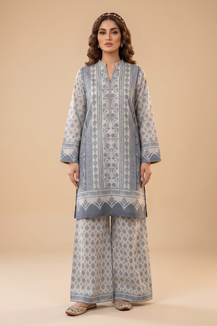 Slate Blue 2 Piece Unstitched Printed Cambric Co-Ord Set