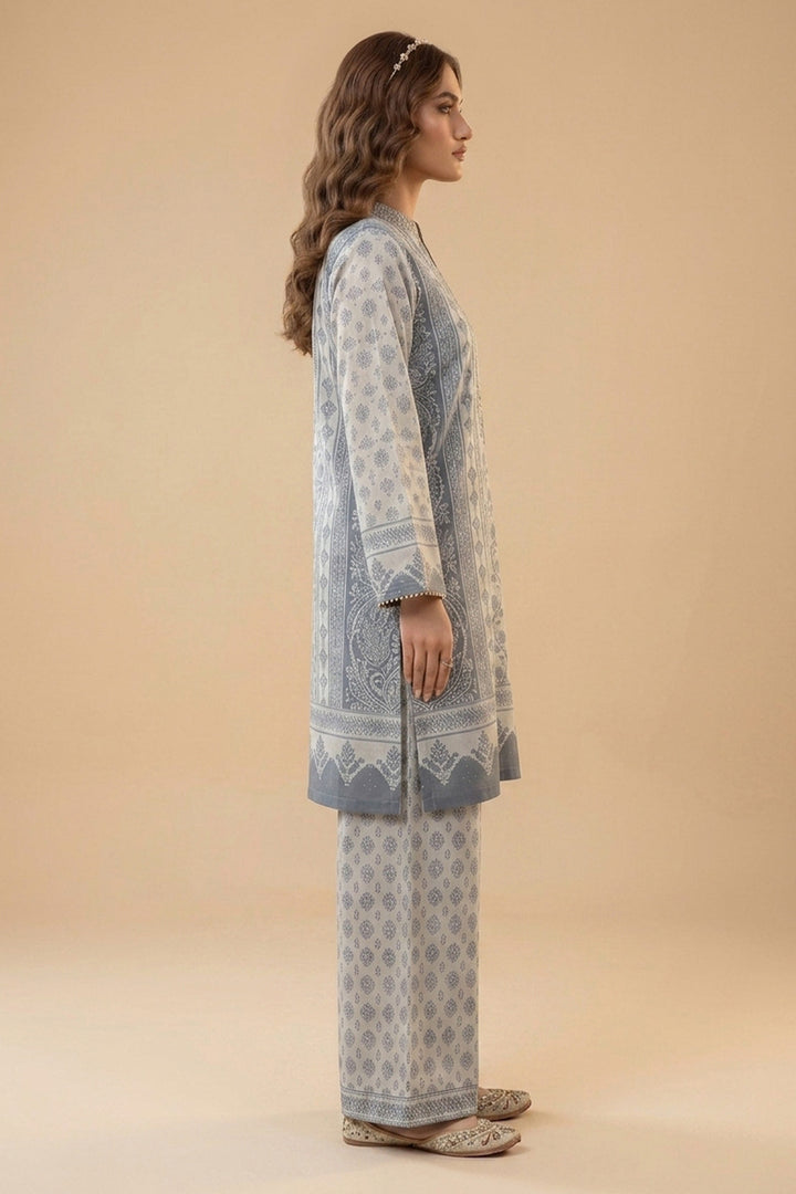Slate Blue 2 Piece Unstitched Printed Cambric Co-Ord Set