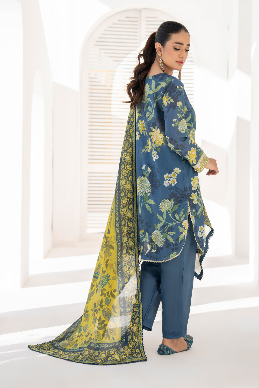 Slate Gray 3 Piece Unstitched Premium Lawn - SU25V3-S1 - JACQUARD CLOTHING