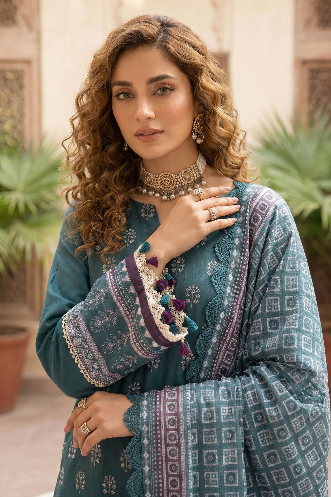 Slate Green 3 Piece Unstitched Premium Printed Lawn