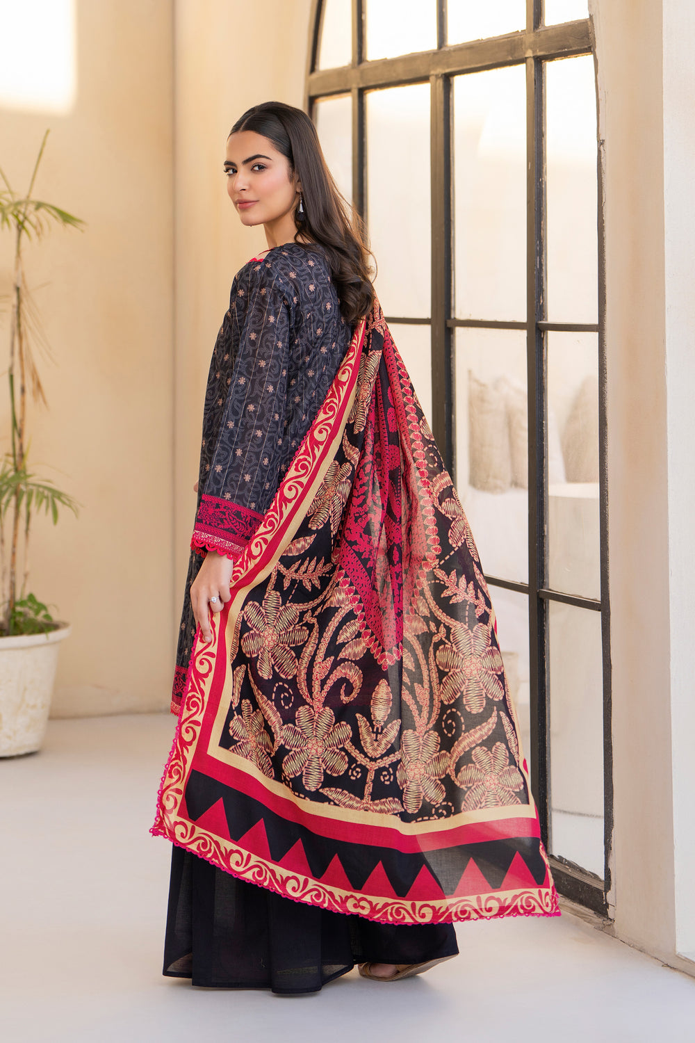 Smokey Black 3 Piece Unstitched Premium Lawn - SU25V5-S10 - JACQUARD CLOTHING