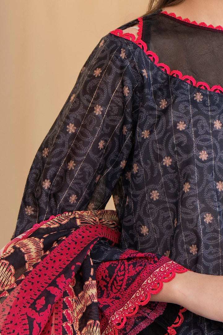Smokey Black 3 Piece Unstitched Premium Lawn - SU25V5-S10 - JACQUARD CLOTHING