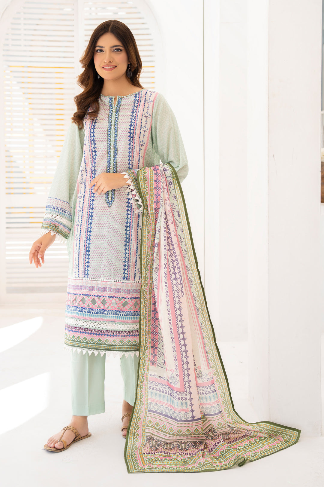 Teal 3 Piece Unstitched Premium Lawn - SU25V5-S11 - JACQUARD CLOTHING