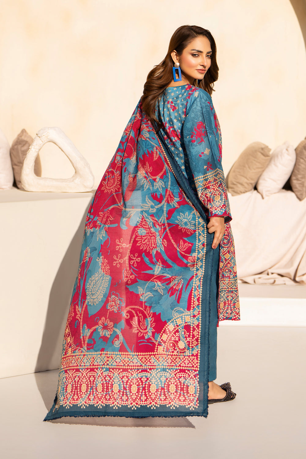 Teal 3 Piece Unstitched Premium Lawn - SU25V1-S3 - JACQUARD CLOTHING