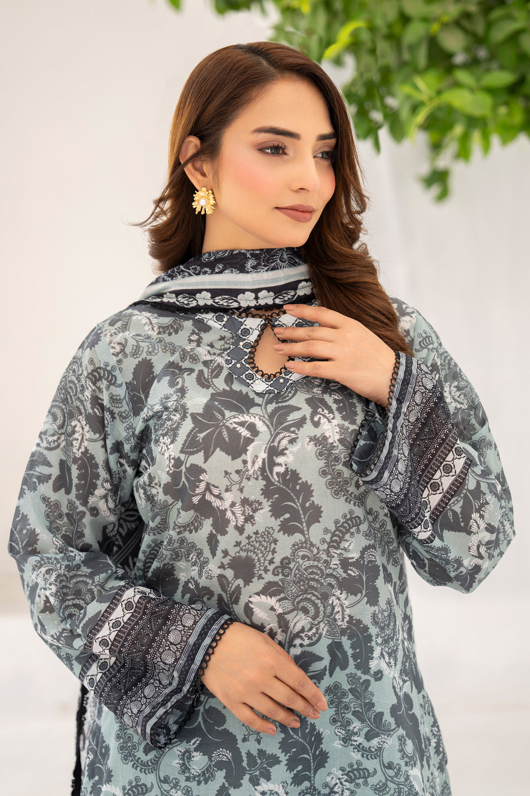 Teal 3 Piece Unstitched Premium Lawn - SU25V5-S12 - JACQUARD CLOTHING