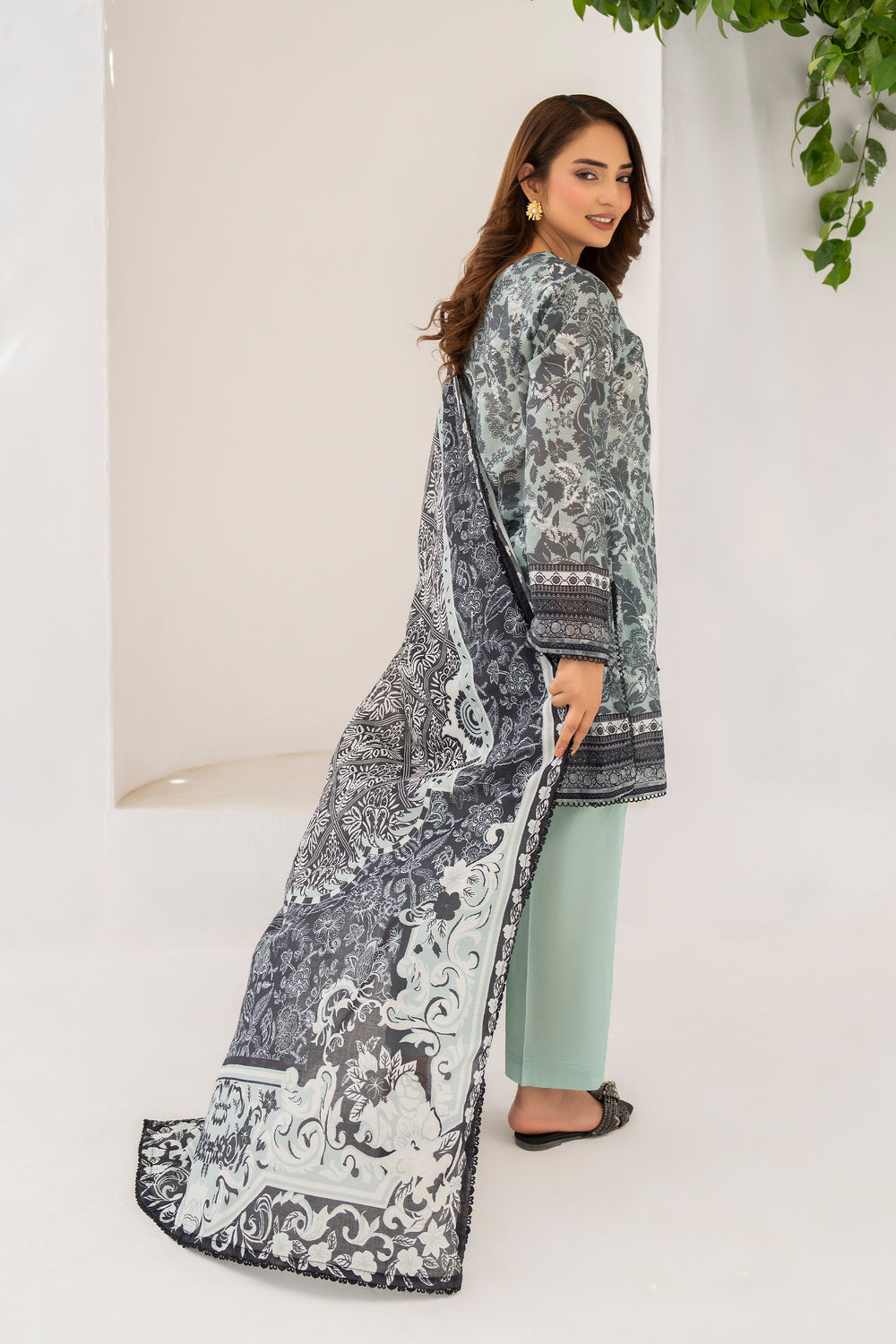 Teal 3 Piece Unstitched Premium Lawn - SU25V5-S12 - JACQUARD CLOTHING