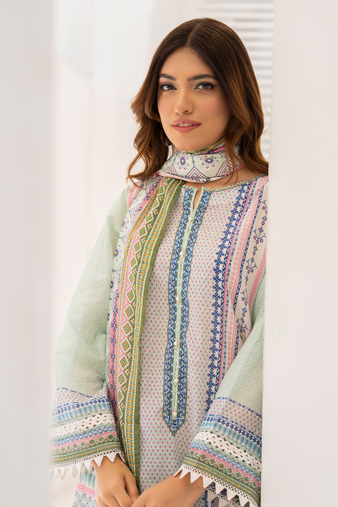 Teal 3 Piece Unstitched Premium Lawn - SU25V5-S11 - JACQUARD CLOTHING