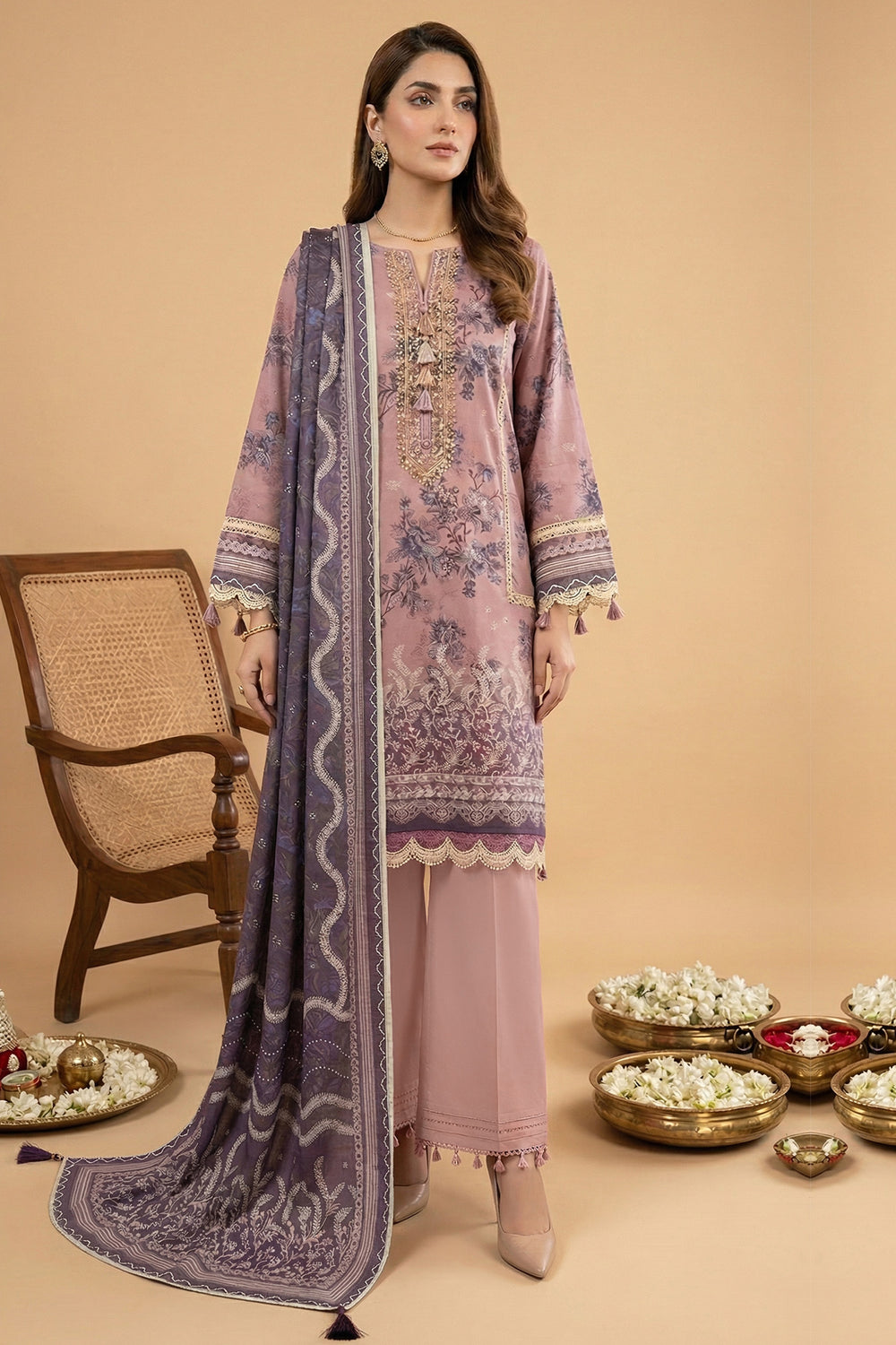 Turkish 3 Piece Unstitched Premium Printed Lawn Suit By Jacquard Clothing Summer Collection 2026