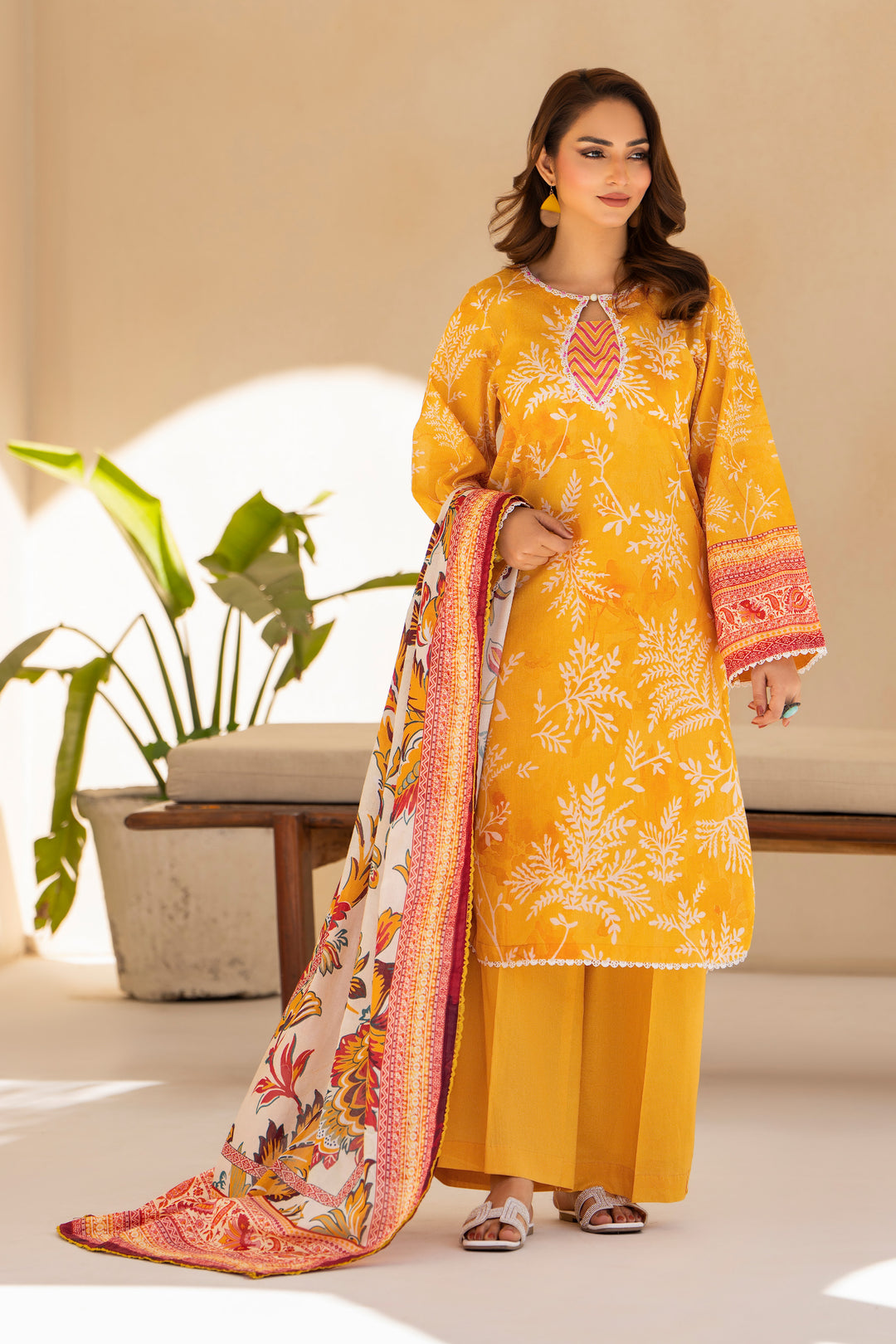 Turmeric 3 Piece Unstitched Premium Lawn - SU25V3-S5 - JACQUARD CLOTHING