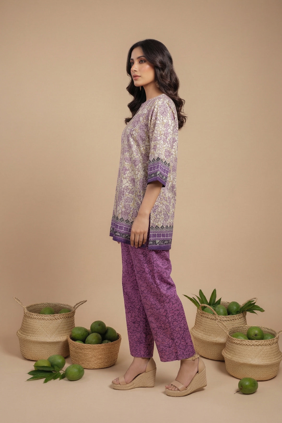 Twilight Lavender 2 Pc Unstitched Printed Cambric Co-Ord Set