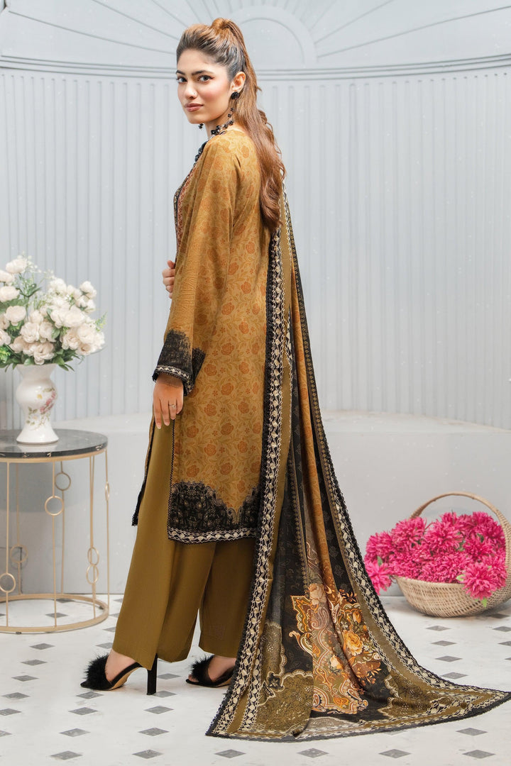 Unstitched Mustard 3 Piece Linen - Jacquard Clothing