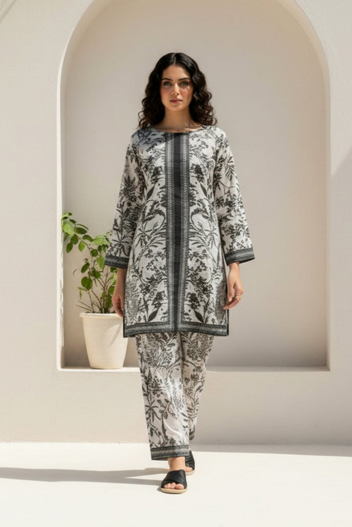 Unstitched Premium Black and White Printed Co-Ord Set Suit By Jacquard Clothing Summer 2026 Collection