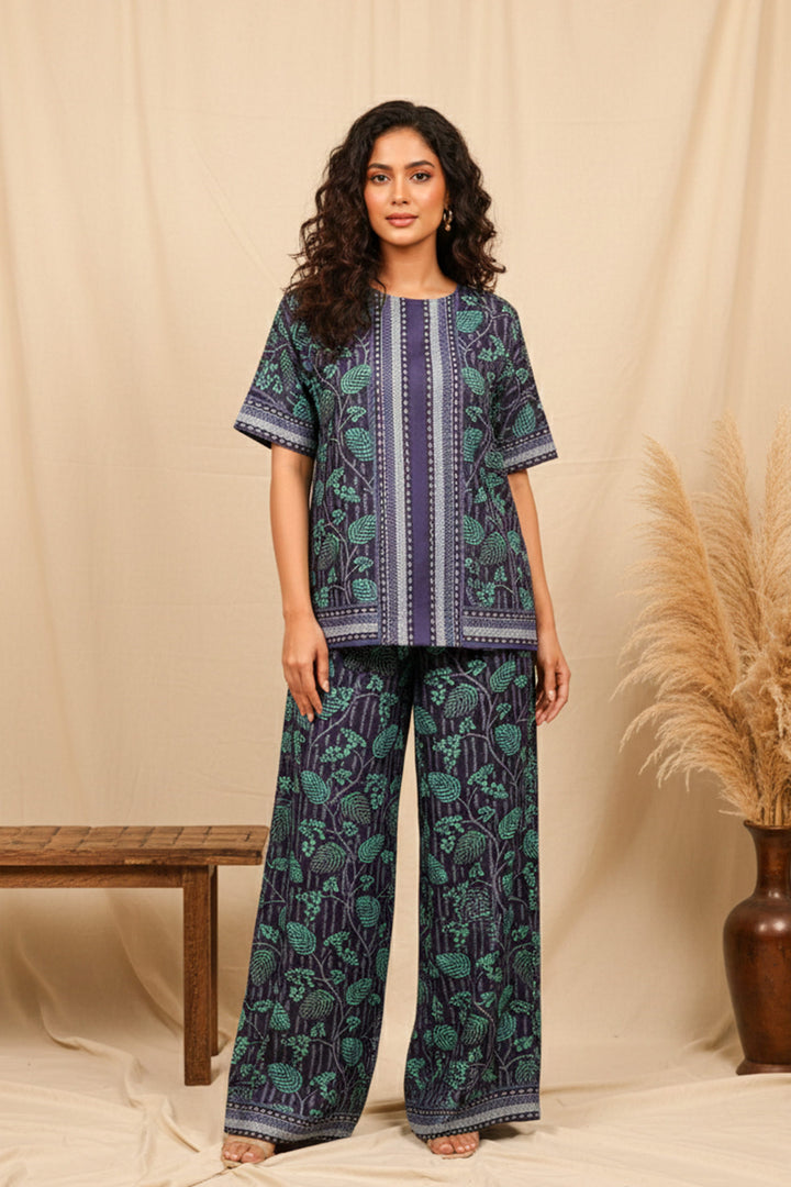 Unstitched Premium Cadet Blue Printed Co-Ord Set By Jacquard Clothing Summer 2026
