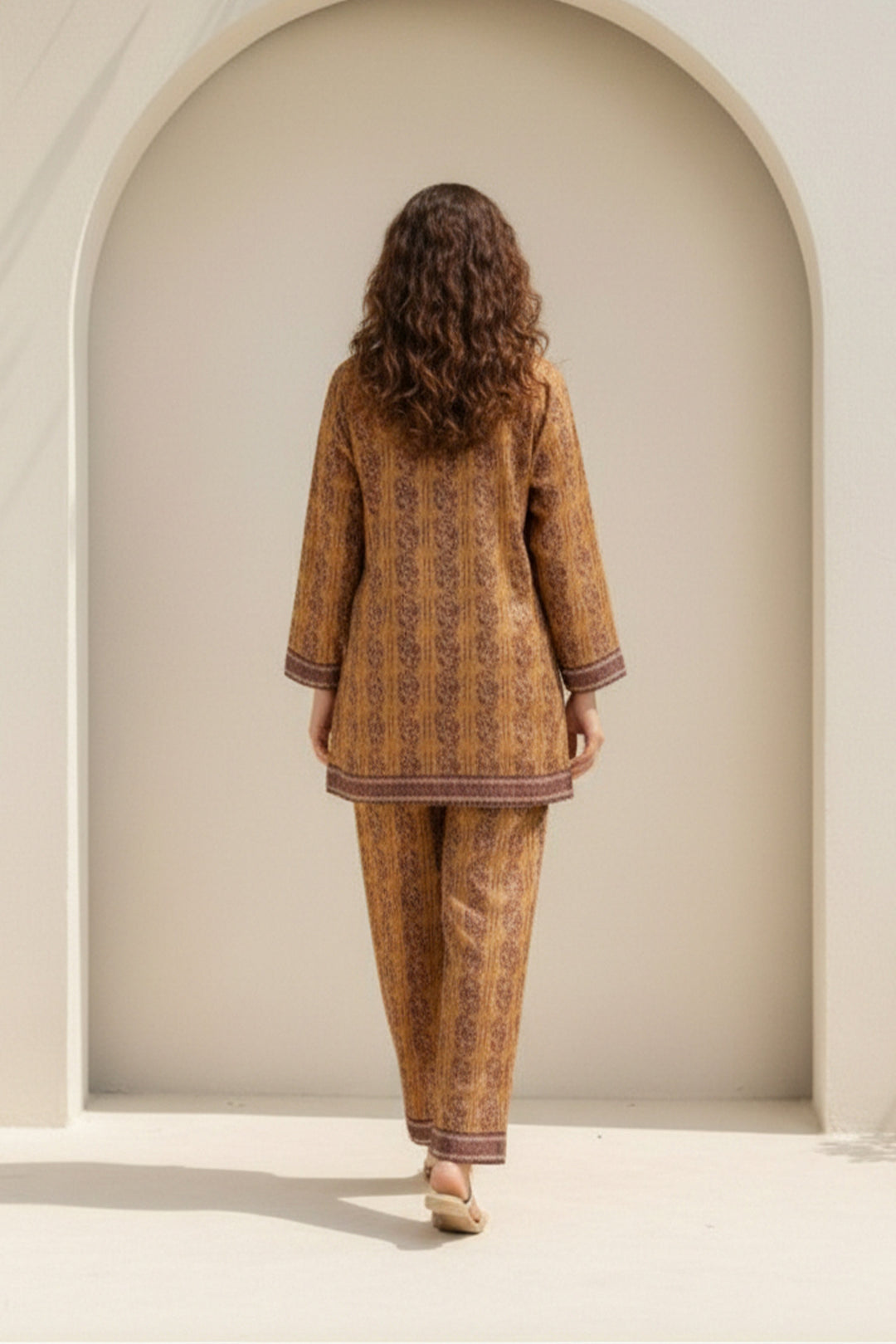 Unstitched Premium Dark Brown Printed Co-Ord Set Suit By Jacquard Clothing Summer 2026 Collection