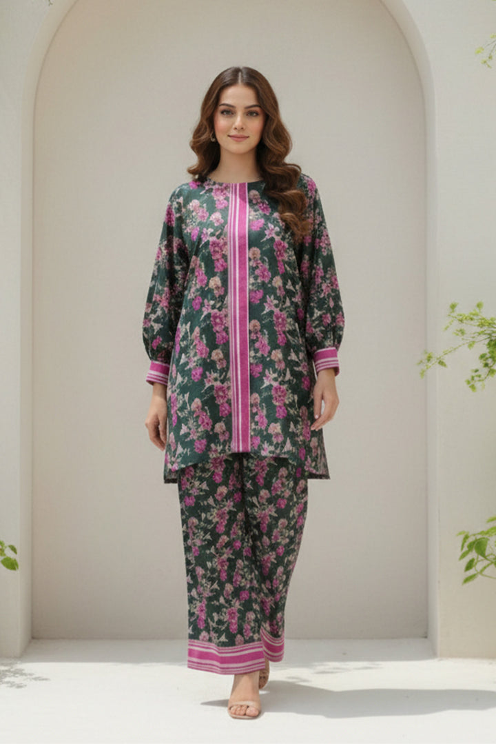 Unstitched Premium Dark Slate Gray Printed Co-Ord Set Suit
