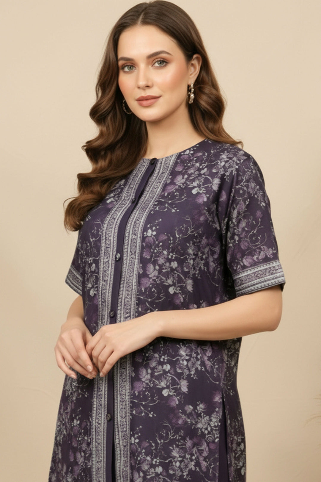 Unstitched Premium Grape Purple Printed Co-Ord Set By Jacquard Clothing Summer 2026
