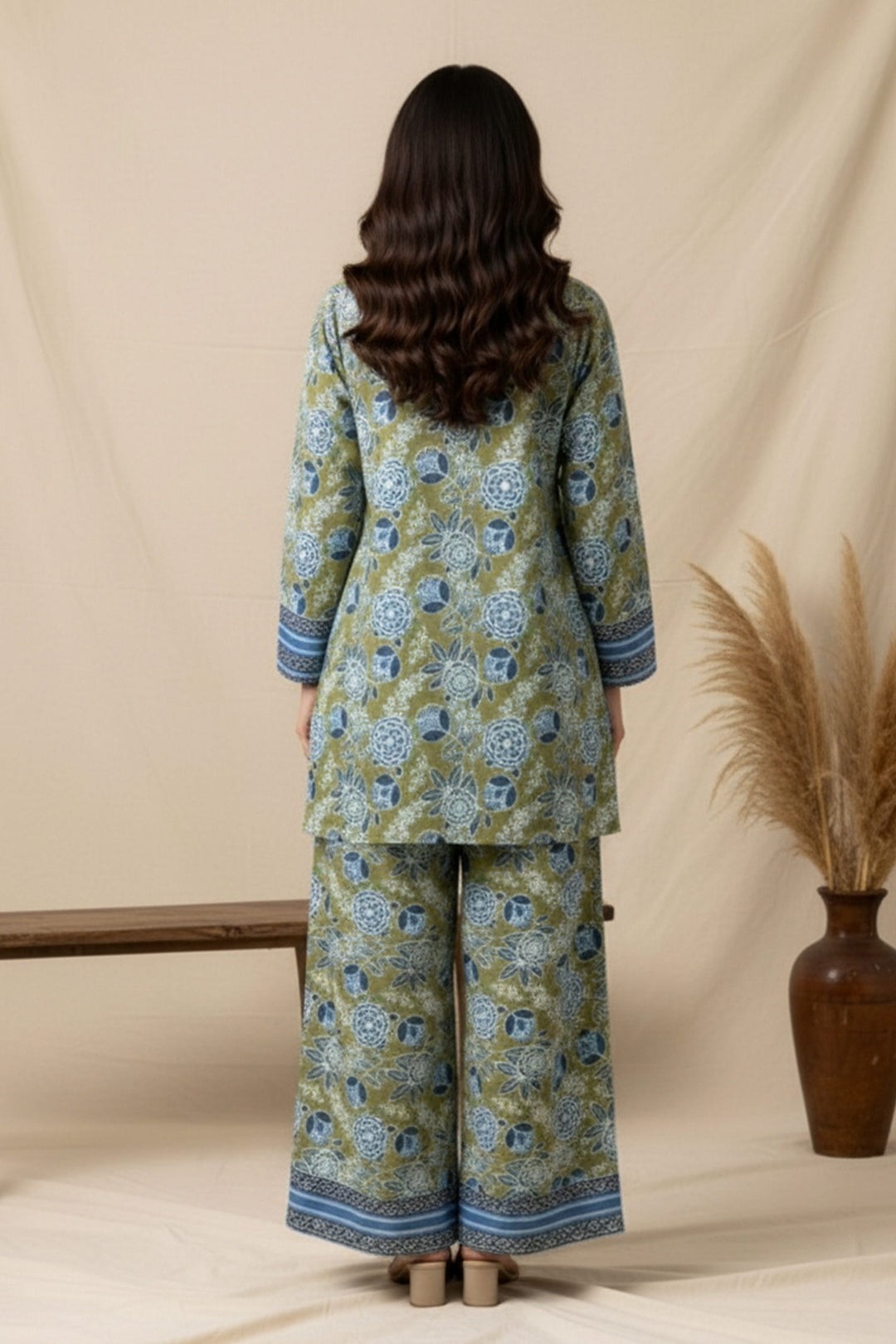 Unstitched Premium Laurel Green Printed Co-Ord Set By Jacquard Clothing Summer 2026
