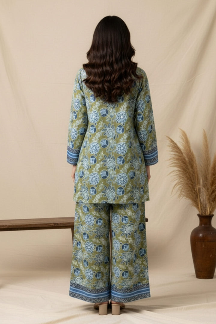 Unstitched Premium Laurel Green Printed Co-Ord Set By Jacquard Clothing Summer 2026