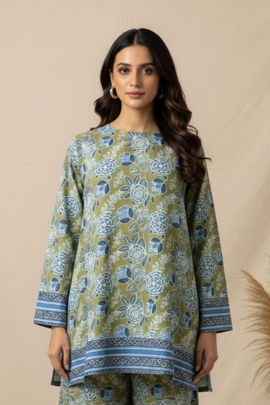 Unstitched Premium Laurel Green Printed Co-Ord Set By Jacquard Clothing Summer 2026
