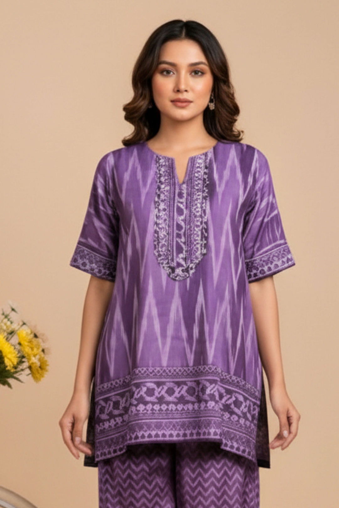 Unstitched Premium Lavender Purple Printed Co-Ord Set By Jacquard Clothing Summer 2026 Collection