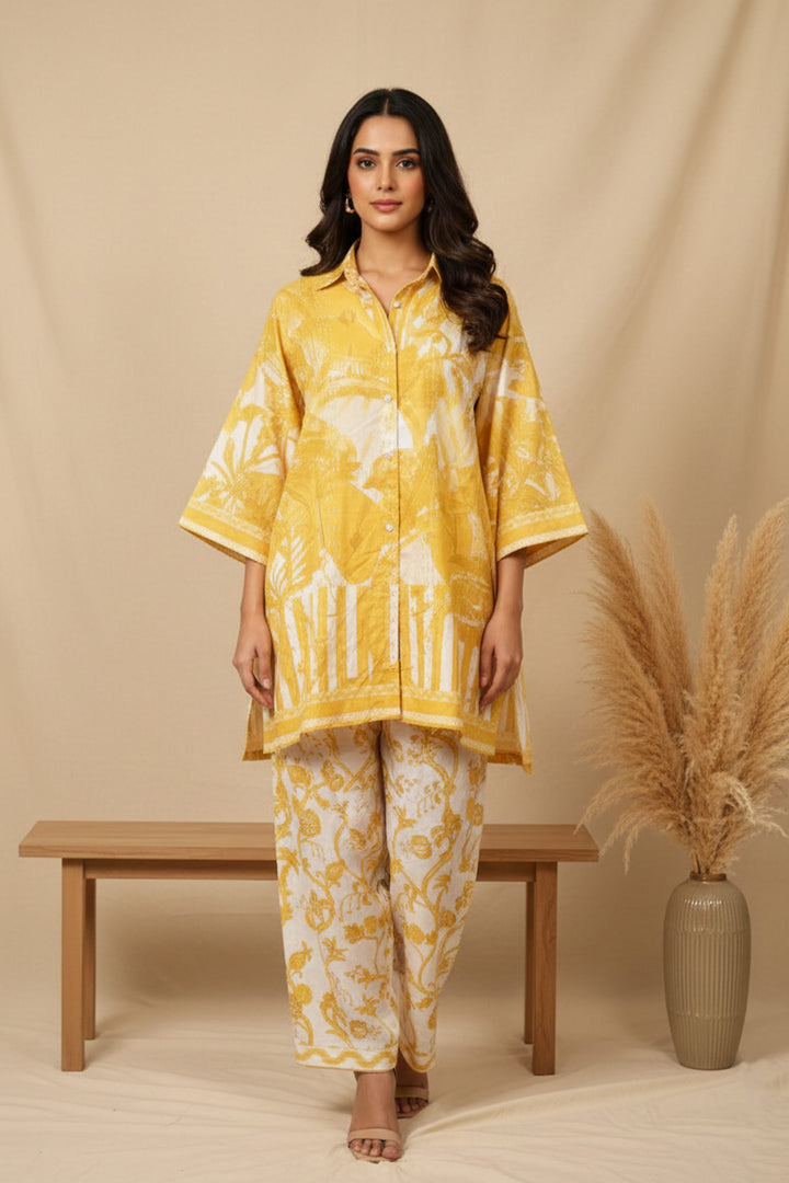 Unstitched Premium Naples Yellow Printed Co-Ord Set By Jacquard Clothing Summer 2026