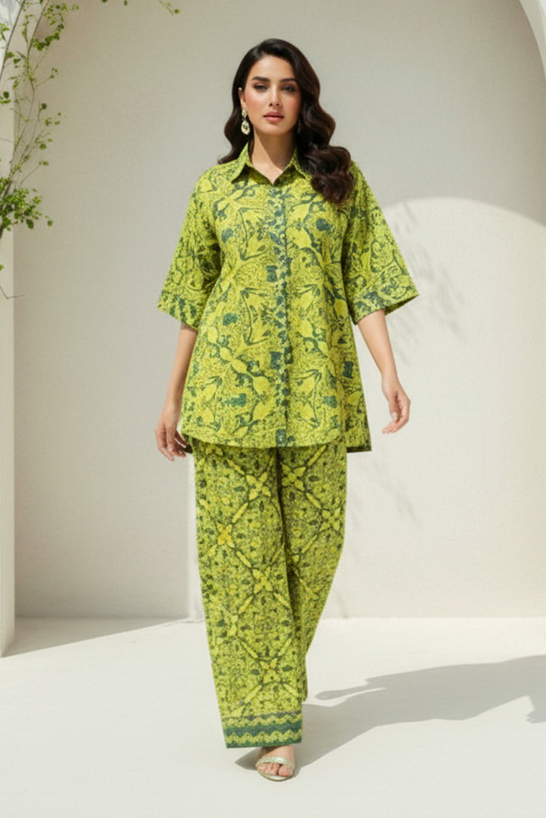 Unstitched Premium Olive Green Printed Co-Ord Set Suit By Jacquard Clothing Summer 2026 Collection