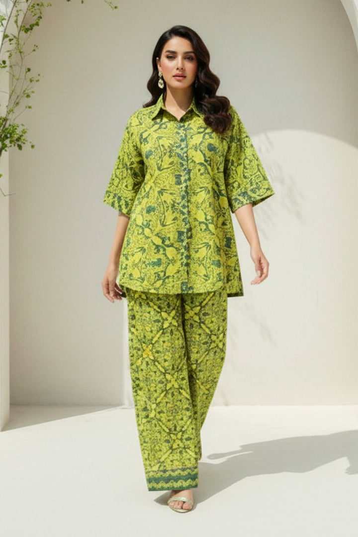 Unstitched Premium Olive Green Printed Co-Ord Set Suit By Jacquard Clothing Summer 2026 Collection