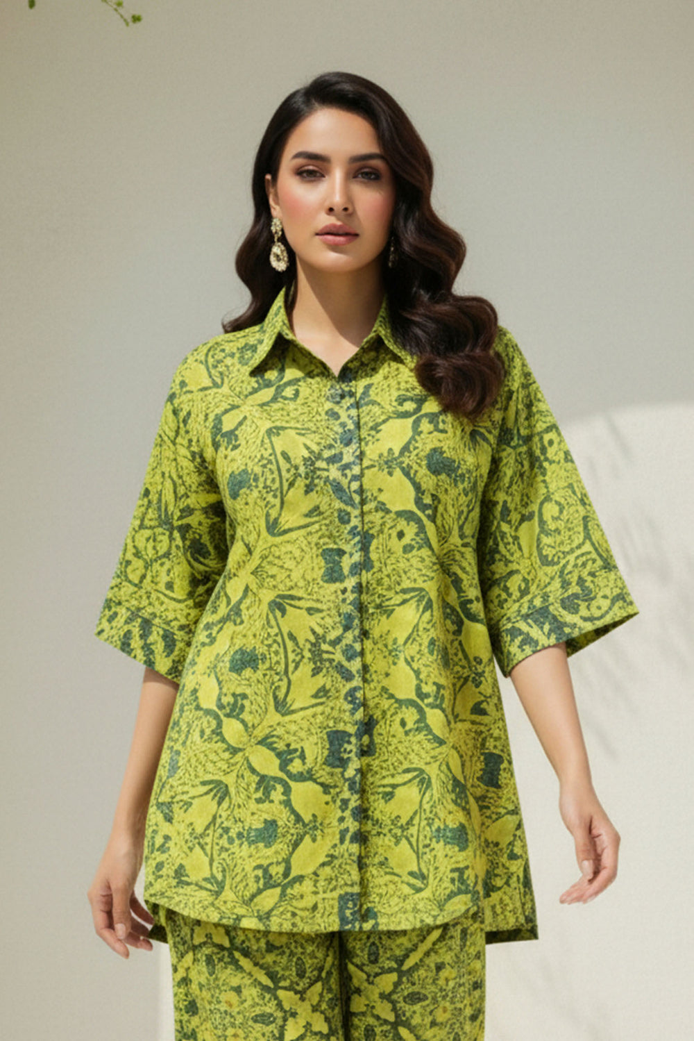 Unstitched Premium Olive Green Printed Co-Ord Set Suit By Jacquard Clothing Summer 2026 Collection