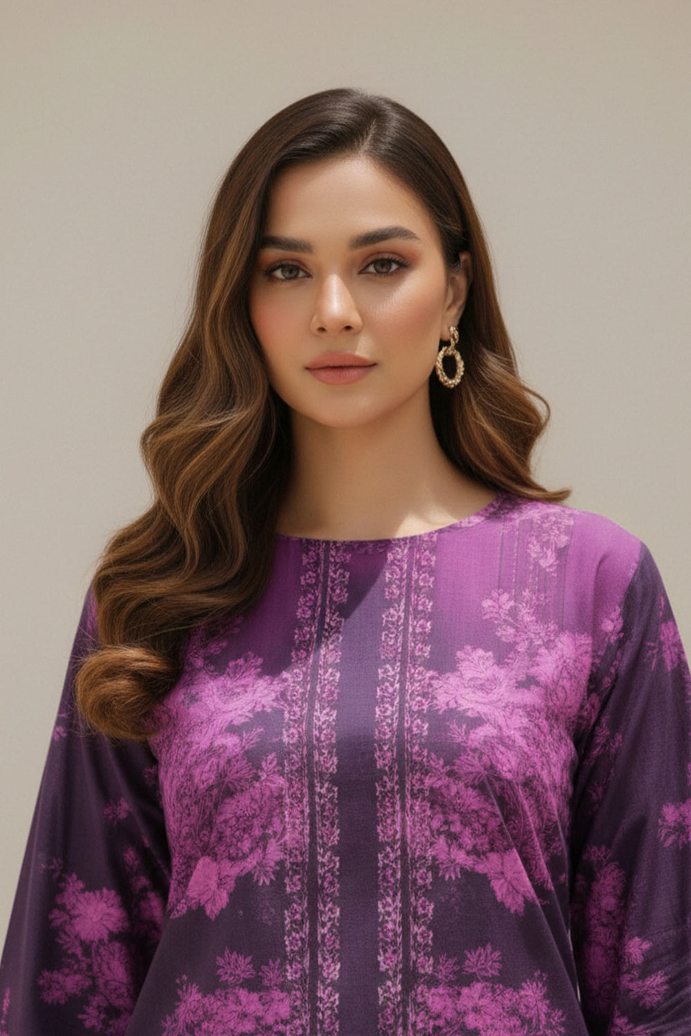 Unstitched Premium Pansy Purple Printed Co-Ord Set Suit By Jacquard Clothing Summer 2026 Collection
