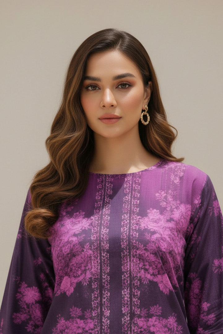Unstitched Premium Pansy Purple Printed Co-Ord Set Suit By Jacquard Clothing Summer 2026 Collection