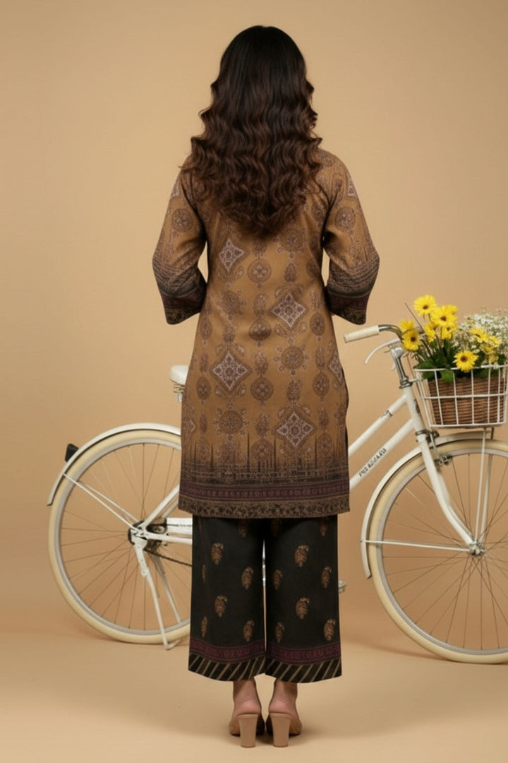 Unstitched Premium Pastel Brown Printed Co-Ord Set By Jacquard Clothing Summer 2026 Collection