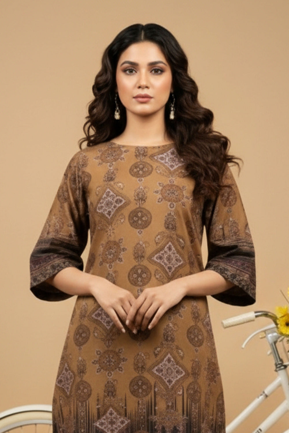 Unstitched Premium Pastel Brown Printed Co-Ord Set By Jacquard Clothing Summer 2026 Collection