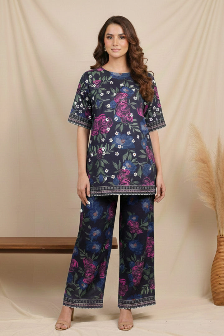 Unstitched Premium Purple Taupe Printed Co-Ord Set By Jacquard Clothing Summer 2026