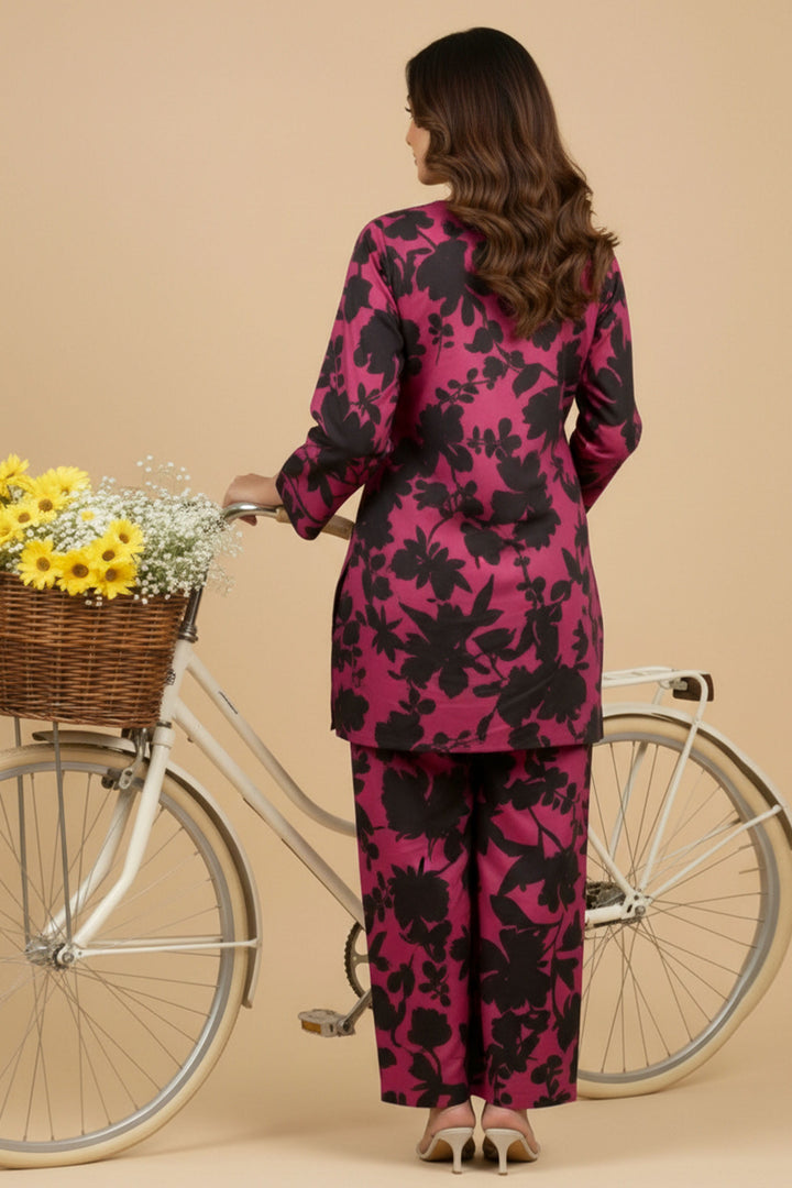 Unstitched Premium Shocking Pink Printed Co-Ord Set By Jacquard Clothing Summer 2026 Collection