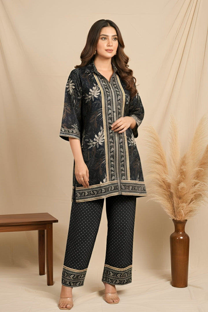 Unstitched Premium Smoky Black Printed Co-Ord Set By Jacquard Clothing Summer 2026