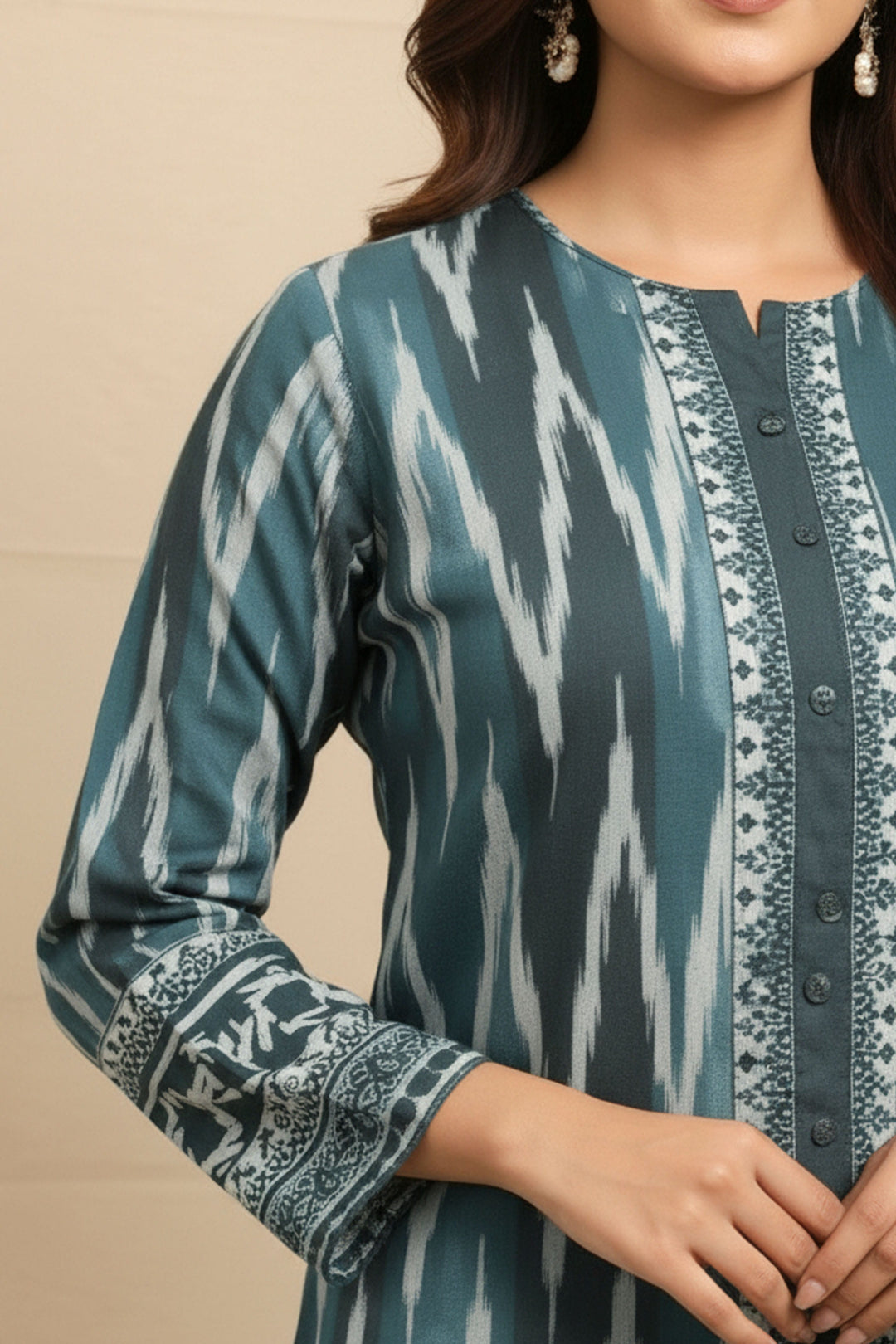 Unstitched Premium Teal Blue Printed Co-Ord Set By Jacquard Clothing Summer 2026