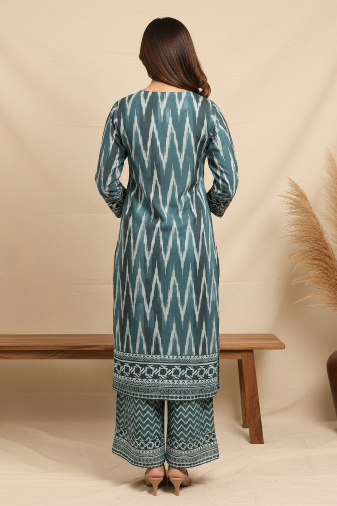 Unstitched Premium Teal Blue Printed Co-Ord Set By Jacquard Clothing Summer 2026