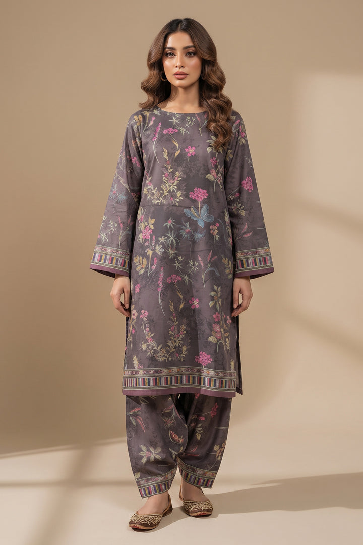 Wenge 2 Piece Unstitched Printed Cambric Co-Ord Set