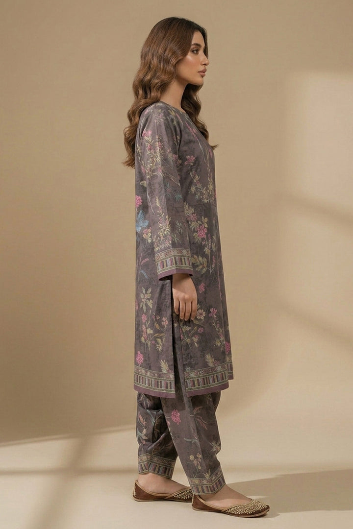 Wenge 2 Piece Unstitched Printed Cambric Co-Ord Set