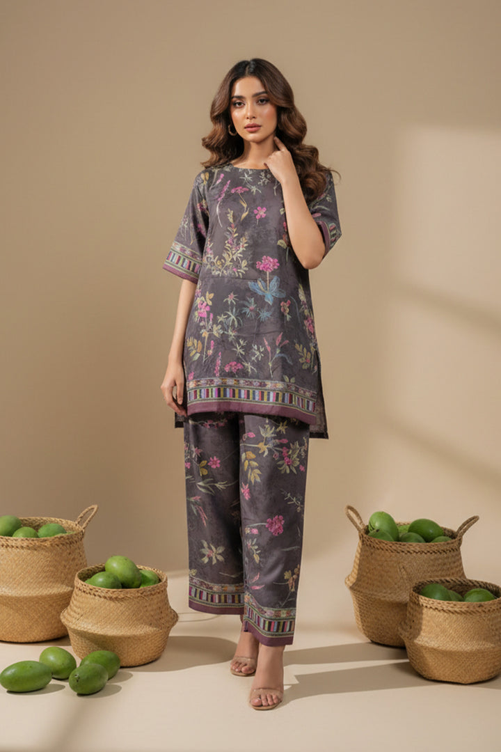 Wenge 2 Pc Unstitched Printed Cambric Co-Ord Set