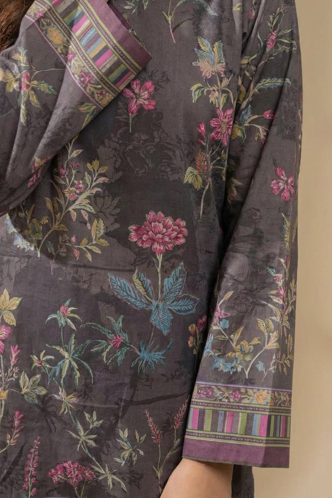 Wenge 2 Pc Unstitched Printed Cambric Co-Ord Set