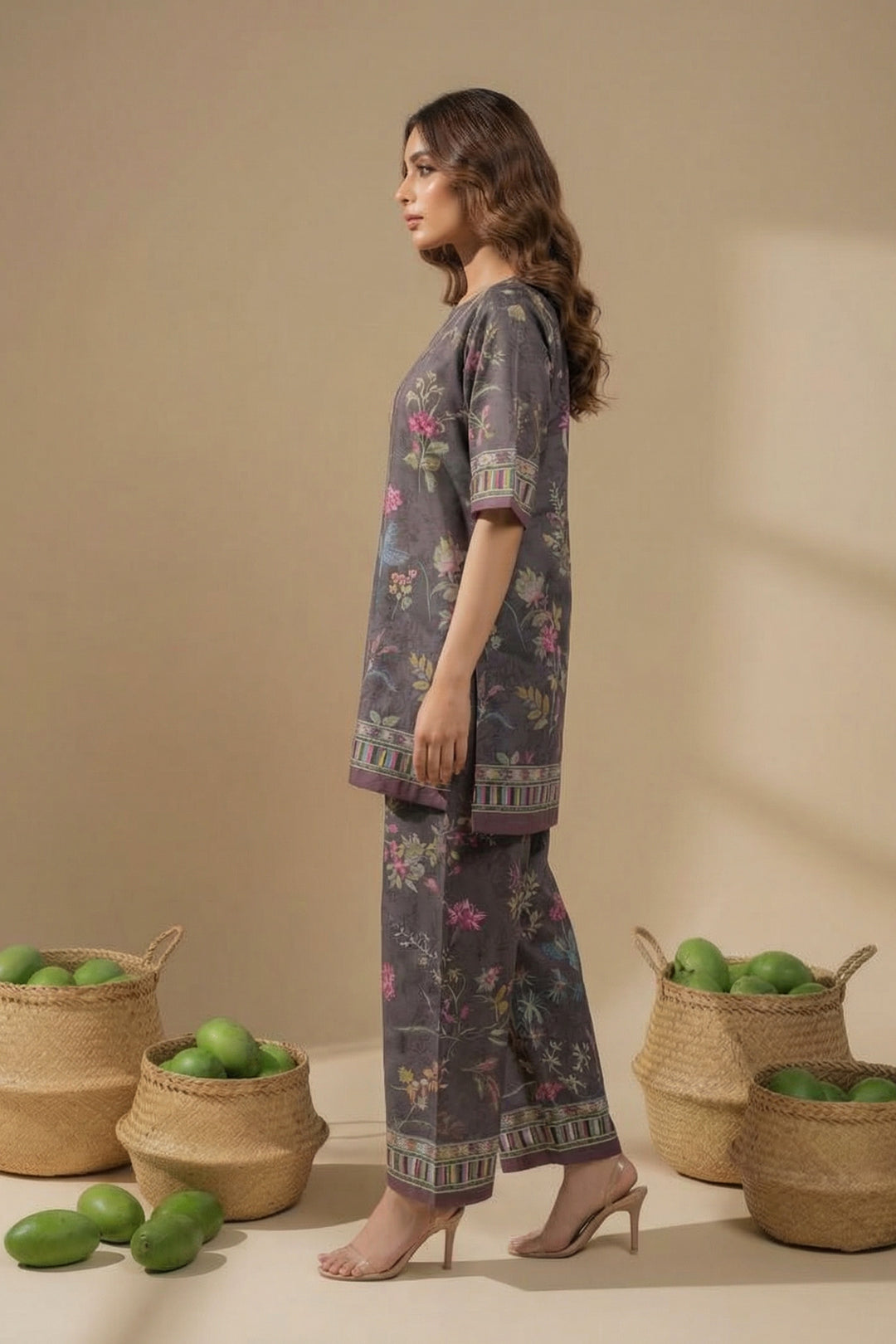 Wenge 2 Pc Unstitched Printed Cambric Co-Ord Set